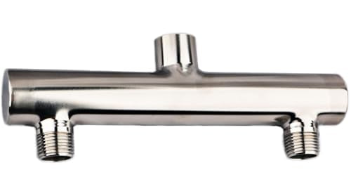 Dual Shower Head Manifold, G 1/2" Double Outlet Stainless Steel Water Connection for Fix Showerhead & Handheld Shower Polished
