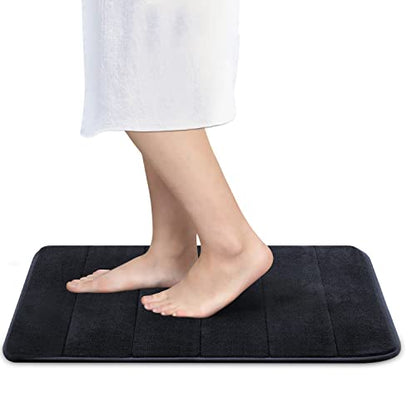 Betus Luxury Memory Foam Bath Mat - Water Absorbent, Super Cozy and Non-Slip Backing - Luxurious Velvet Comfort Bathroom Rug - 17"x24" (Black) - color: Black