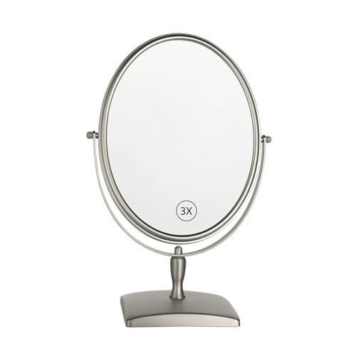 Surdy 10" Vanity Makeup Mirror 1X/3X Magnification Double Sided 360 Degree Swivel Magnifying Mirror for Table, Desk, Countertop Shaving Make Up