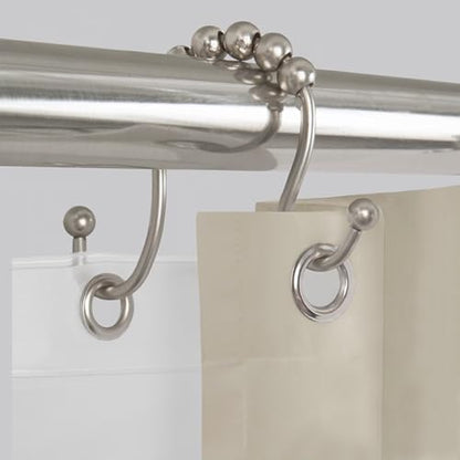Easy Gliding Rustproof Double Shower Curtain Hooks Brushed Nickel, Set of 12