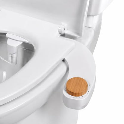 Ultra Slim Toilet Bidet Attachment, Dual Nozzle Front & Rear Wash, Adjustable Cold Water Pressure, Stainless Steel Inlet, Easy to Install Sanitary Toilet Cleansing Accessory