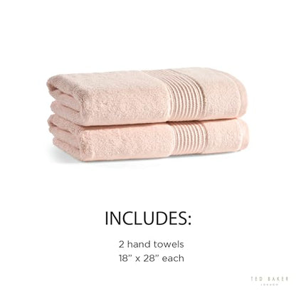 Ted Baker 2-Pack Hand Towel Set Cotton Highly Absorbent 18 x 28 Blush Pink - color: Blush, size: Hand Towel Set - 2 Piece
