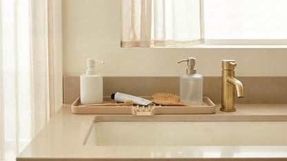 Silicone Soap Dish Tray and Sponge Holder with Drain Chute, Rectangular, Kitchen and Bathroom Sink Organizer (Sand Dollar, 12"x4") - color: Sand Dollar, size: (LG) 12"x4"