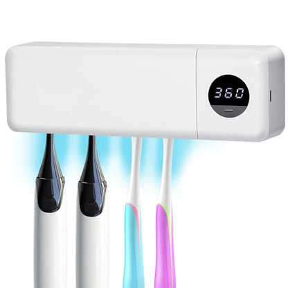 UV Toothbrush UV Light Cleaning Holder | Rechargeable Tooth Brush Smart Cleaner with Light Cleaning & Air Drying - Bathroom Wall Mount Holder - size: 1-pack