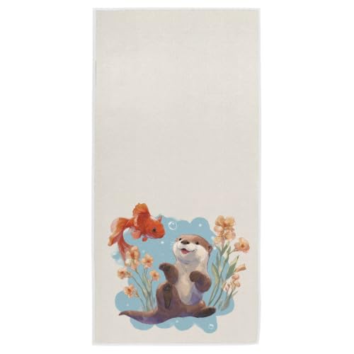 Naanle Cute Funny Sea Otter Soft Absorbent Large Home Hand Towel, 16" x 30" Guest Towel Decor for Kitchen, Bathroom, Hotel, Gym and Spa(White) - color: Sea Otter