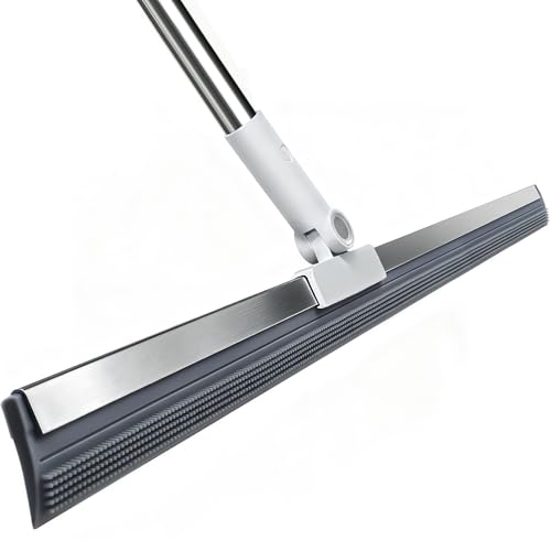 19.7'' Large Floor Squeegee for Concrete Floor with 51''-58'' Telescoping Stainless Steel Handle, Squeegee Broom for Removing Water on Tile, Epoxy, Garage, Driveway, Patio