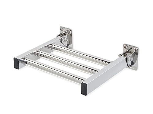 Shower Foot Rest and Shaving Pedestal - Wall Mount Folding Shower Ledge/Elevate Foot for Comfort/Safely Shave Legs and Wash Feet/Supports 200 lbs/ 304 Stainless/Polished Chrome/ 9”x 8” - color: Polished Chrome