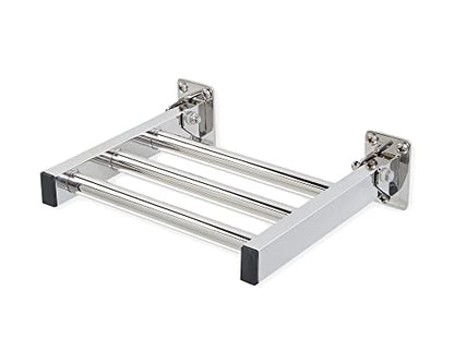 Shower Foot Rest and Shaving Pedestal - Wall Mount Folding Shower Ledge/Elevate Foot for Comfort/Safely Shave Legs and Wash Feet/Supports 200 lbs/ 304 Stainless/Polished Chrome/ 9”x 8” - color: Polished Chrome