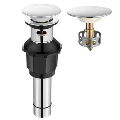 Pop up Bathroom Sink Drain with Overflow, Removable Stainless Steel Hair Catcher, Fits 1.5-1.75", Chrome Stainless Steel Bathroom Sink Stopper for Bathroom Vanity Vessel Sink Drain Stopper - color: Chrome, style: Big Popup Cap