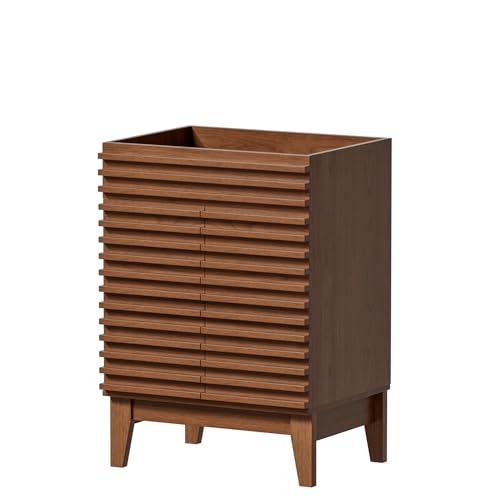 APRILSOUL 24" Bathroom Vanity, Mid-Century Bathroom Vanity Cabinet with 2 Soft Closing Doors, Freestanding Bathroom Cabinet, Particleboard Frame with Wood Grain Laminate, Walnut (Sink Not Included) - color: Walnut, size: 24 Inch