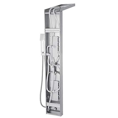 Rainfall Shower Panel Tower Stainless Steel Multi-Function Shower Panel System with Body Massage Jets Tub Resort