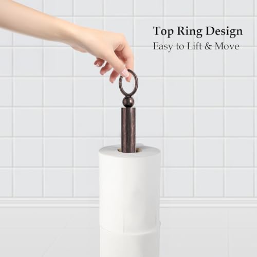 ROLABAM Heavy Weighted Toilet Paper Holder (with Reserve Function) Free Standing Toilet Paper Storage，Spare Toilet Paper Roll Holder Storage Stand for Bathroom Total Height 22.5" ，Oil Rubbed Bronze - color: Oil Rubbed Bronze