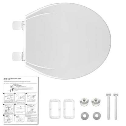 GarveeHome Round Built-In Toddler Toilet Seat – 17" White Potty Training Seat with No-Wiggle Grip, Easy-Install & Quick-Release for Kids & Adults – Fits Standard Elongated Toilets, - color: Adult & Toddler Seat & standard, size: Round & White