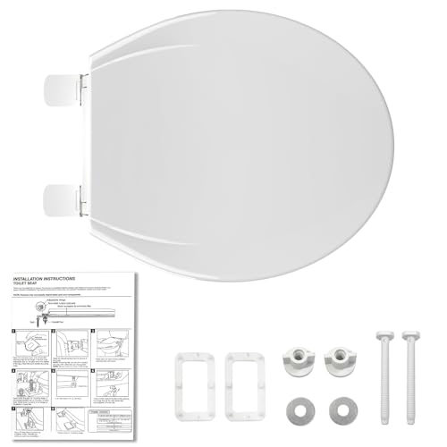 19" Elongated Toddler Toilet Seat, Built-In Potty Training Seat with Soft Quiet Close Non-Slip Design, Magnetic Kids Seat and Cover, Detachable Seat for Longtime Usage,Almond - color: White, with Toddler Seat (2-Pack), size: Round (17″)