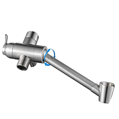 All Metal Shower Diverter Valve with Handshower Holder, YDmeet Upgraded 3 Way Shower Head Diverter for Handheld and Fixed Rain Showerhead, Universal G1/2 shower Diverter Bathroom Part, Brushed Nickel - color: Nickel Brushed