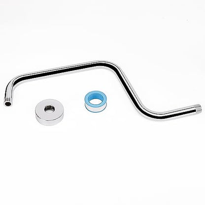 S Shaped Shower Arm, High Rise Shower Head Extension Pipe Standard 1/2" Connection with Flange, Awesome Shower Experience-Stainless Steel Bathroom Accessory(16 Inch Z-S Shape, Chrome Finish) - color: Chrome Finish, style: 16" Z Shape
