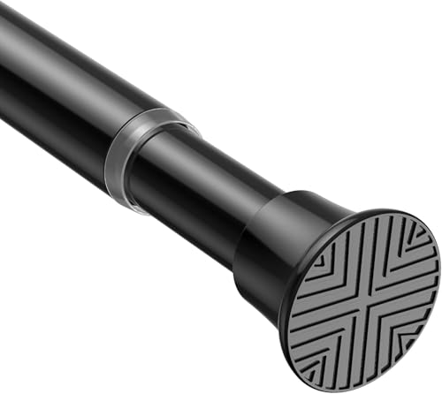 AIZESI Black Adjustable Tension Shower Curtain Rod, 31-77 Inch Spring No Drill Stainless Steel Shower Rods for Bathroom，Closet ，Window–Rust Resistant，Non-Slip - color: Black, size: 31“-77“-1P