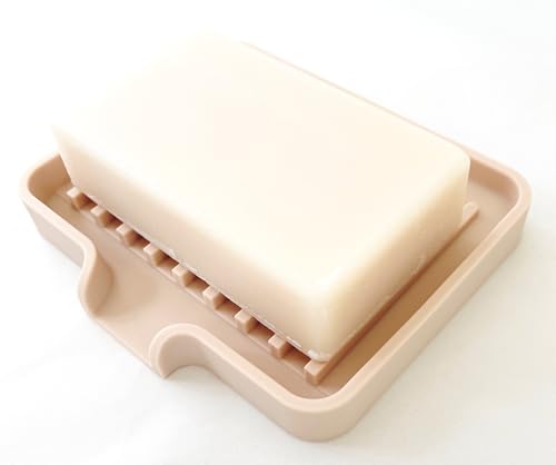 Silicone Soap Dish Tray and Sponge Holder with Drain Chute, Rectangular, Kitchen and Bathroom Sink Organizer (Sand Dollar, 5.2"x4" (Set of 2), 7.2 Ounces) - color: Sand Dollar, size: (SM) 5.2"x4" (2pcs)