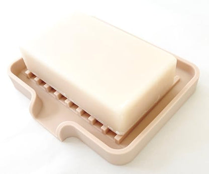 Silicone Soap Dish Tray and Sponge Holder with Drain Chute, Rectangular, Kitchen and Bathroom Sink Organizer (Sand Dollar, 5.2"x4" (Set of 2), 7.2 Ounces) - color: Sand Dollar, size: (SM) 5.2"x4" (2pcs)