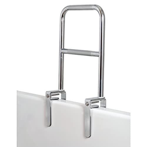 Carex Tri-Grip Bathtub Rail with Chrome Finish - Bathtub Grab Bar Safety Bar For Seniors and Handicap - For Assistance Getting In and Out of Tub, Easy to Install on Most Tubs,Silver - style: Dual-Grip