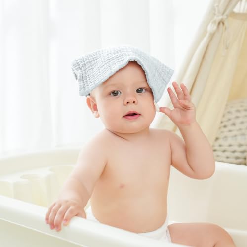 Bearmoss 12 Pack Baby Muslin Washcloths, 100% Cotton 10"x10" Face Towels | Soft Absorbent Bath Wash Cloths and Burp Cloths for Newborn Infants Kids Girls & Boys (Blue Gray) - color: Blue Gray
