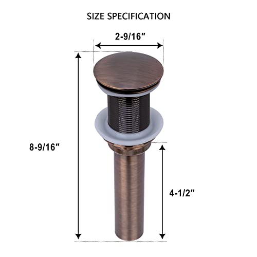 Antique Copper Push Button Bathroom Sink Drain Stop & Pop Lavatory Stopper Without Overflow Bathroom Basin - color: Antique Copper, style: Without Overflow