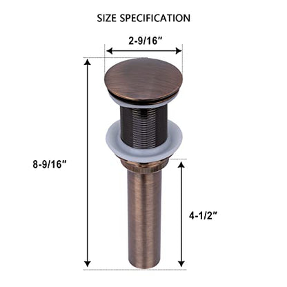 Antique Copper Push Button Bathroom Sink Drain Stop & Pop Lavatory Stopper Without Overflow Bathroom Basin - color: Antique Copper, style: Without Overflow