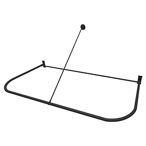 Naiture Stainless Steel 54'' x 30'' D Shape Shower Curtain Rod, Black | 48" Ceiling & Wall Dual-Use Support Rod, Perfect for Windowed Shower Area, Permanent Wall Mount, Rustproof, Hardware Included - color: Black, size: 54'' x 30''