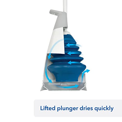 Unger EZ Plunger with No-Drip Carrying Caddy, Tight Seal Toilet Bowl Tool with Portable Holder, Discreet Bathroom Cleaning Supplies, Declogger with Cover, Accordion Shape for Less Splash Back - style: EZ Plunger