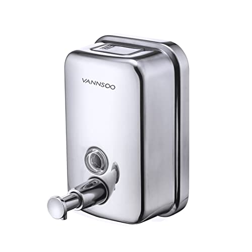 Commercial Soap Dispenser Wall Mount Stainless Steel, 17 fl.oz. | 500ml Manual Liquid Pump Rust-Proof Leak Free for Bathroom - size: 17 fl oz