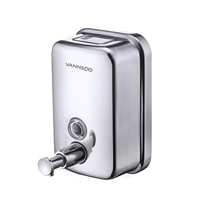 Commercial Soap Dispenser Wall Mount Stainless Steel, 17 fl.oz. | 500ml Manual Liquid Pump Rust-Proof Leak Free for Bathroom - size: 17 fl oz