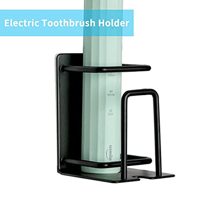 Toothbrush Holder Wall Mounted, Stainless Steel Bathroom Organizer for Electric Toothbrushes, Toothpaste & Cup, No Drill Adhesive Shower Caddy (Black,2 Pack) - color: Black (2 Pack)