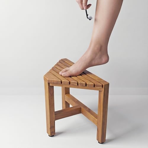 Asta Zini Solid Teak Shower/Bath/Spa Corner Foot Stool, Side Table, Fully Assembled, TB-014