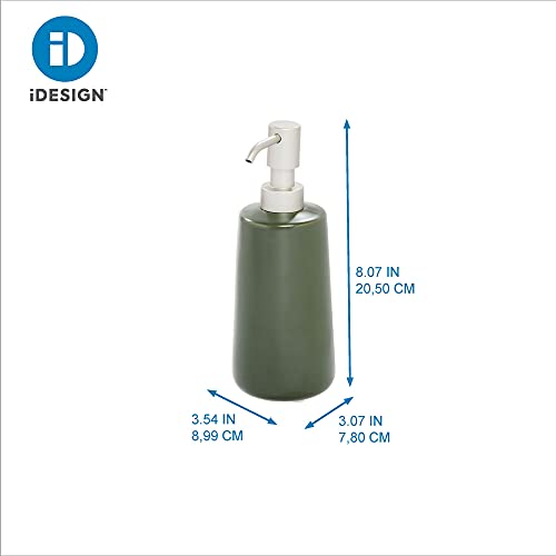 iDesign Ceramic Earth Collection Refillable Tall Soap Dispenser, Moss | For Bathroom or Vanity, Holds Hand Lotion - color: Soap Pump, style: Pack of 1