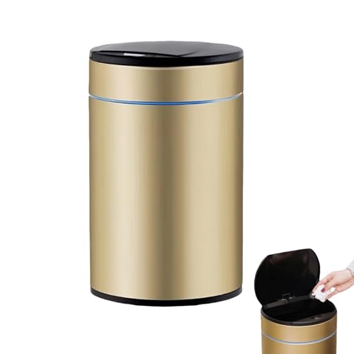 Smart Trash Can, Sensor Opening and Closing (1, Gold) | Automatic Trash Can for Living Room, Bedroom, Kitchen and Bathroom - color: Gold