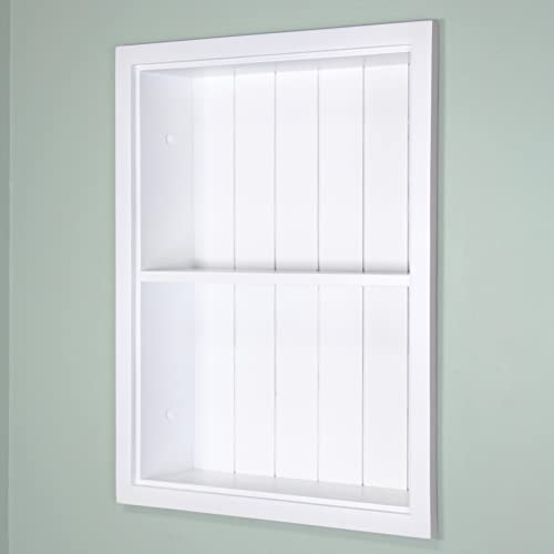 14x18 Sloane Recessed Wall Niche Medicine Cabinet Replacement, in The Wall Bathroom Cabinet Insert Shelf/Shelves, Made in North America, Real Wood, NO MDF, White Beadboard Back - color: White, size: 14x18