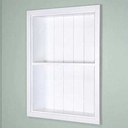 14x18 Sloane Recessed Wall Niche Medicine Cabinet Replacement, in The Wall Bathroom Cabinet Insert Shelf/Shelves, Made in North America, Real Wood, NO MDF, White Beadboard Back - color: White, size: 14x18
