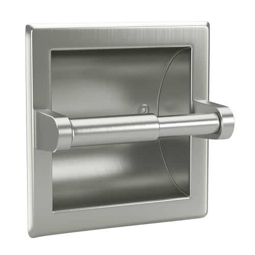 POKIM Recessed Toilet Paper Holder,Stainless Steel in Wall Toilet Paper Roll Holder for Bathroom Insert Design with Mounting Bracket,Commercial Toilet Tissue Dispensers Wall Mount,Brushed Nickel - color: Brushed Nickel, size: Recessed