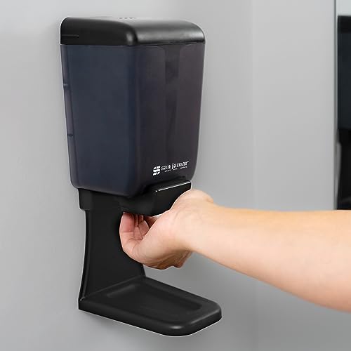 San Jamar Classic Plastic Manual Soap Dispenser, Hand Sanitizer Dispenser, Lotion Dispenser with Universal Compatibility for Home, Bathroom, Kitchen, Restooms, Restaurants, 46 Ounces, Black Pearl - color: Black