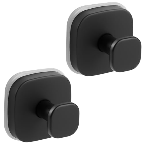 Suction Cup Hooks for Shower, No-Drill Towel Hooks for Bathrooms, Kitchen, Glass Door, Mirror, Tile, Shower Suction Hooks for Hanging Towels, Robe, Loofah, Wreath (Matte Black, 2 Pack) - color: Matte Black, size: 2 Pack