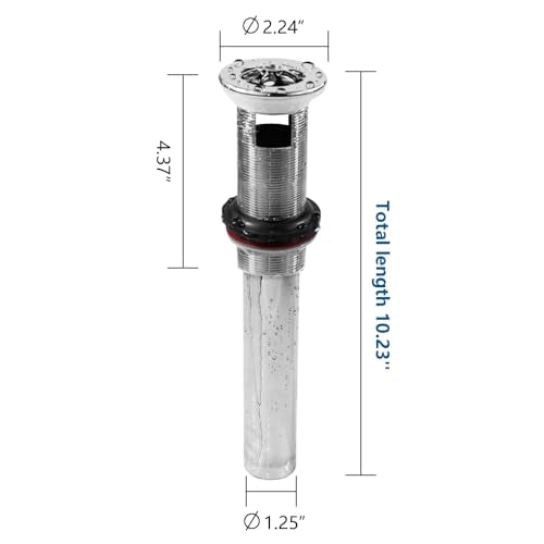 WiseWater 2-Pack Grid Bathroom Sink Drain Assembly with Overflow, 1-1/2 x 10 Inch Stainless Steel Extended Thread Drain Strainer for Thick Countertops, CUPC Certified Replacement Kit