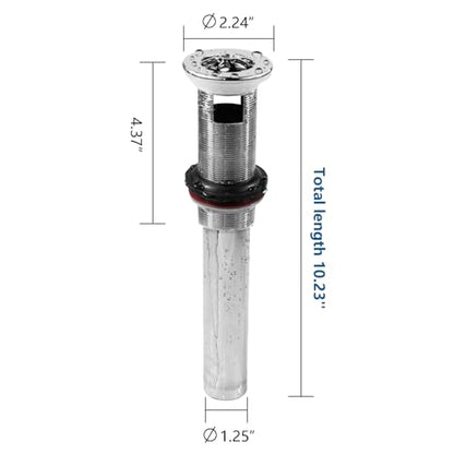 WiseWater 2-Pack Grid Bathroom Sink Drain Assembly with Overflow, 1-1/2 x 10 Inch Stainless Steel Extended Thread Drain Strainer for Thick Countertops, CUPC Certified Replacement Kit
