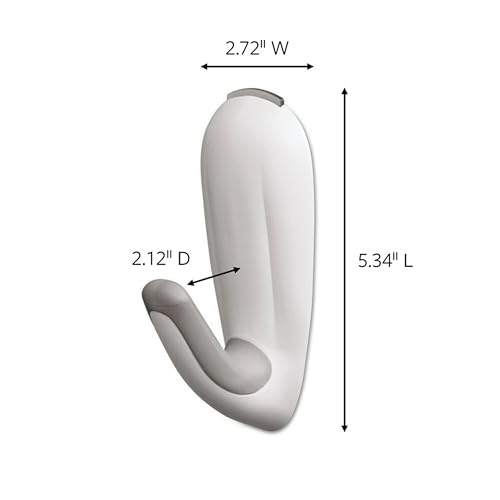 Command Large White Bath Hooks, 1 Hook, 2 Strips | Water Resistant, Damage-Free Hanging, Ideal for Bathroom Organization, Great for Hanging Bath Towels, Holds up to 7.5 lb - size: Large
