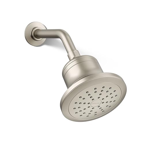 KOHLER 33631-G-BN Cinq Round Single-Function Filtered Showerhead, Five-Layer Filtration, 1.75 GPM, Full Coverage Spray, Premium Durable Material, Vibrant Brushed Nickel - color: Vibrant Brushed Nickel, size: 1.75 GPM, style: Round