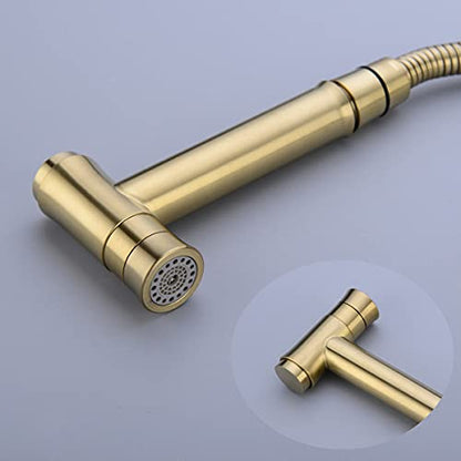 TRUSTMI Toilet Concealed Hot and Cold Bidet Spray Set, Brushed Gold | Brass Rough-In Wall Mount,Thumb-Free Push Button Hand Held Sprayer Head, 2 Function - color: Brushed Gold