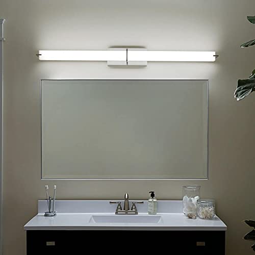 Kichler 11148NILED LED Linear Bath, Brushed Nickel | Integrated LED vanity light with white acrylic diffuser (49.25" x 4.75"), 11148NILED - size: 49.25" W x 4.75" H x 49.25" L