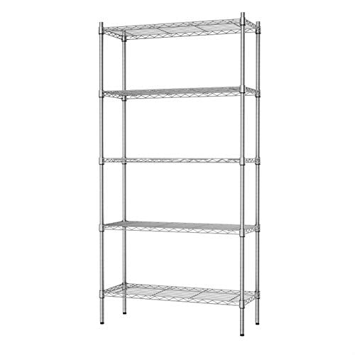 Auslar 5-Tier Heavy Duty Wire Shelving, Adjustable Storage Rack, Chrome | 14"D x 36"W x 72"H, Standing Large Shelving Units, 1750 lbs Capacity, for Garage Kitchen Pantry Bathroom Laundry - size: 5 Tier