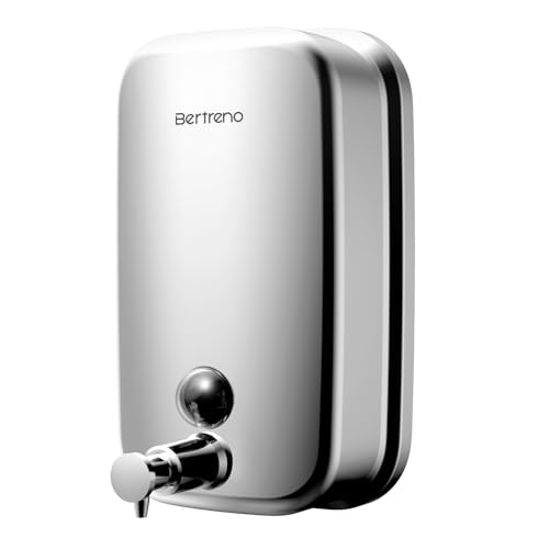 Commercial Soap Dispenser Wall Mount Stainless Steel Soap Dispensers Liquid Manual Anti-Leak Pump Hand Soap Dispenser for Bathroom Kitchen Silver (35 fl.oz./1000ml) - color: Silver, size: 1000ml