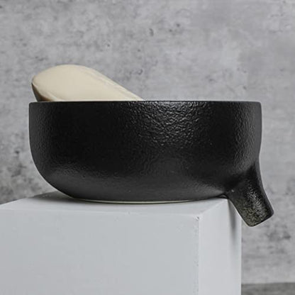 Self Draining Soap Dish, Ceramic Soap Dish with Drain for Bathroom Shower, Kitchen Sponge Holder Dish Sponge Holder for Kitchen Sink Ceramic Soap Holder Case Tray…