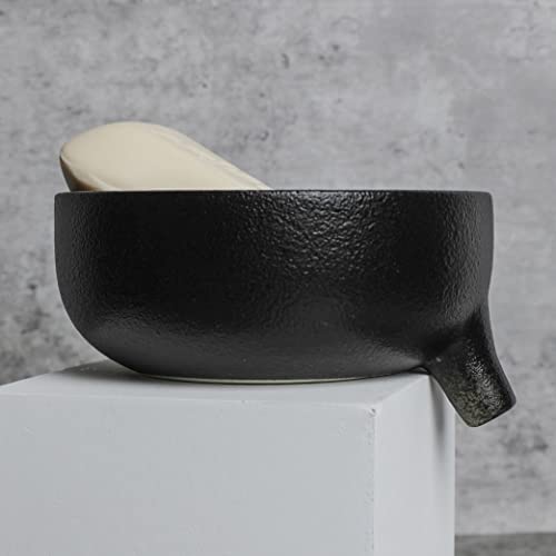 Self Draining Soap Dish, Ceramic Soap Dish with Drain for Bathroom Shower, Kitchen Sponge Holder Dish Sponge Holder for Kitchen Sink Ceramic Soap Holder Case Tray…